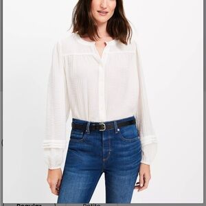 NEW LOFT Pleated Sleeve Blouse